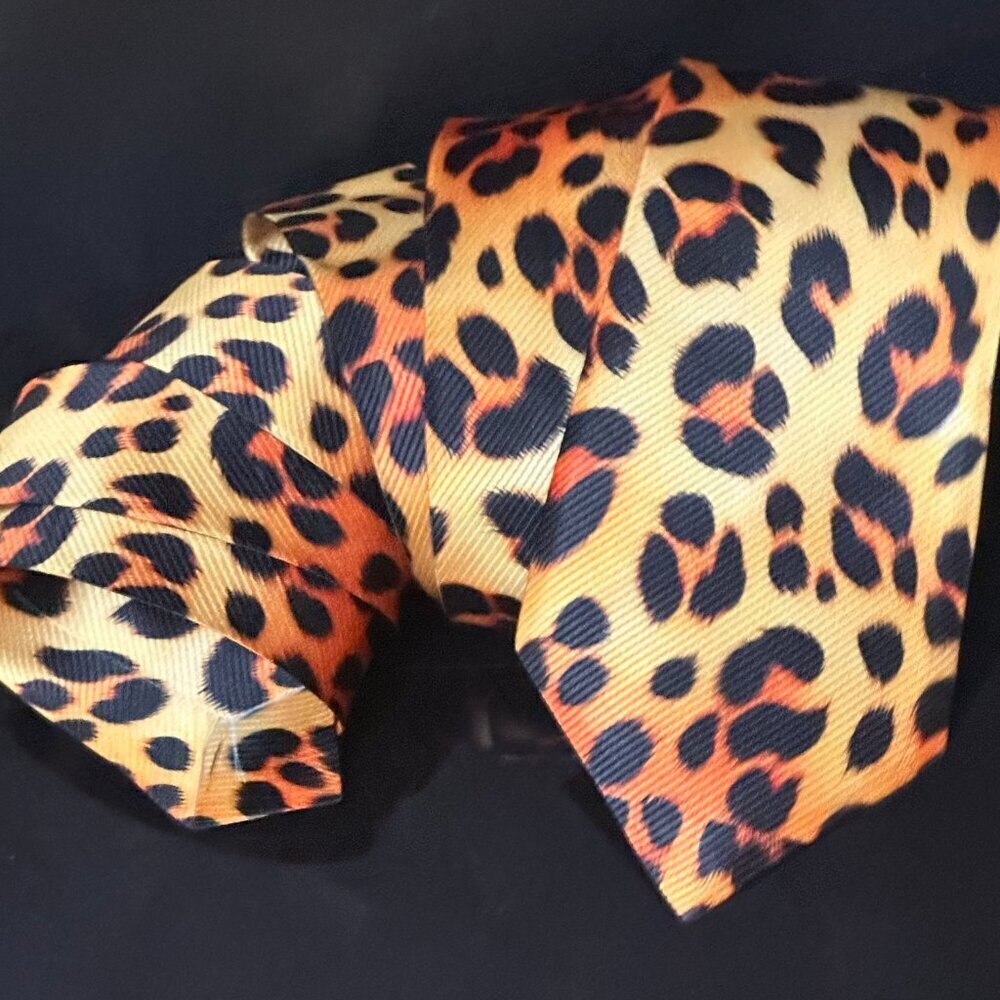 Leopard Skin Print Menswear Necktie Tie Animal Neckwear Cheetah Rockabilly Glam